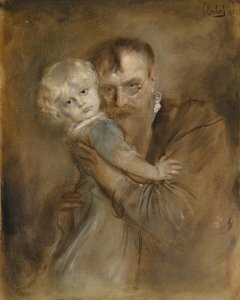 Zelfportret met dochter Marion door Franz Seraph von Lenbach